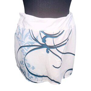 Athleta White Blue Patterned Skort L Stretch Athleisure Pocket Golf Tennis Scort